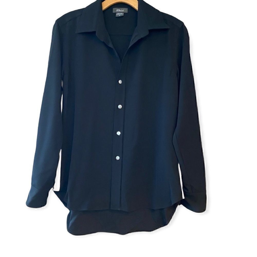 Pure Amici XS Black White Tuxedo Stripe Long Sleeve Button Front Shirt